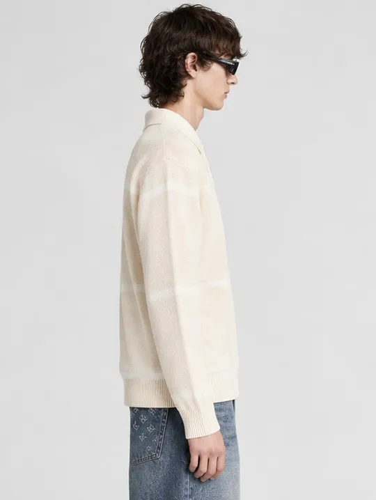 Louis Vuitton/Louis Vuitton leather label color block knitted Polo sweater